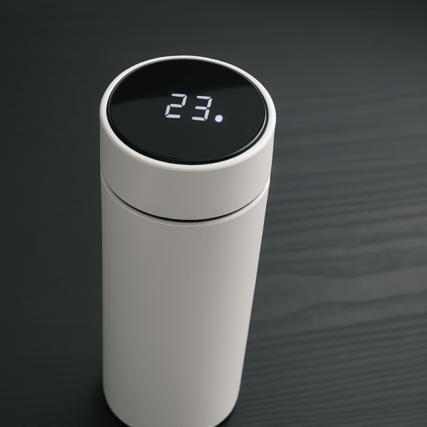 Bouteille isotherme intelligente blanche en acier inoxydable avec LED