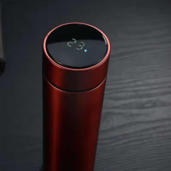 Bouteille isotherme intelligente rouge en acier inoxydable avec LED