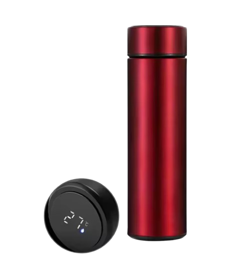 Bouteille isotherme intelligente rouge en acier inoxydable avec LED