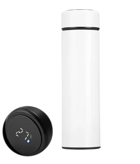 Bouteille isotherme intelligente blanche en acier inoxydable avec LED